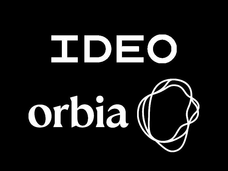 The logos of IDEO and Orbia