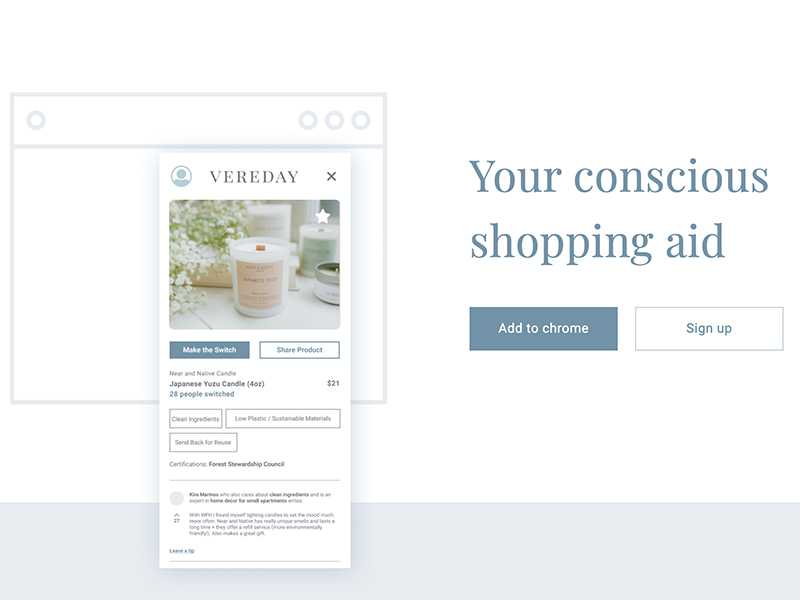 The landing page for the Vereday homepage