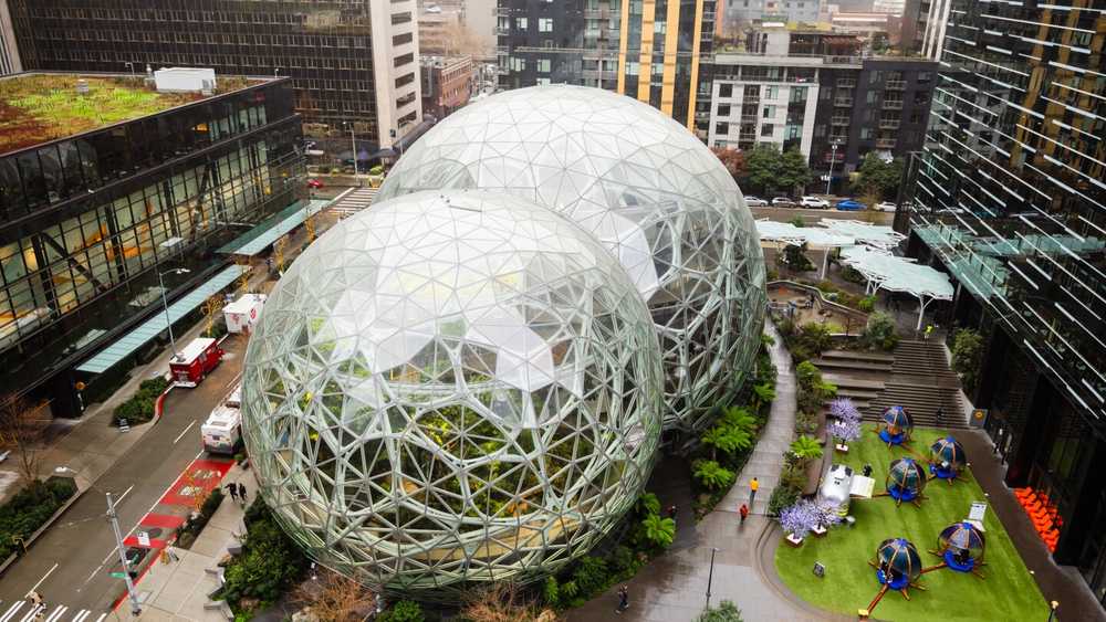 The Amazon Spheres beside Day One