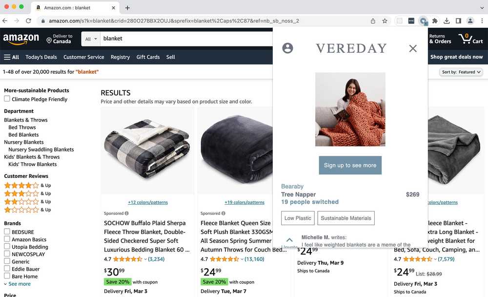 Chrome extension for Vereday shopping