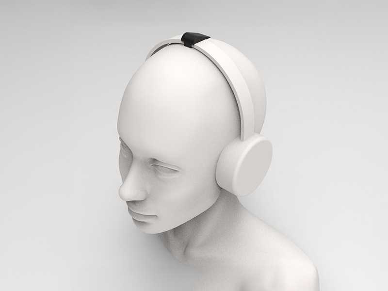 Mannequin wearing headphones with a motion tracker